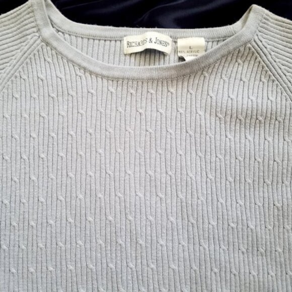 * RICHARDS & JONES Gray Ribbed Long Sleeved Top Ladies LARGE - Picture 2 of 4